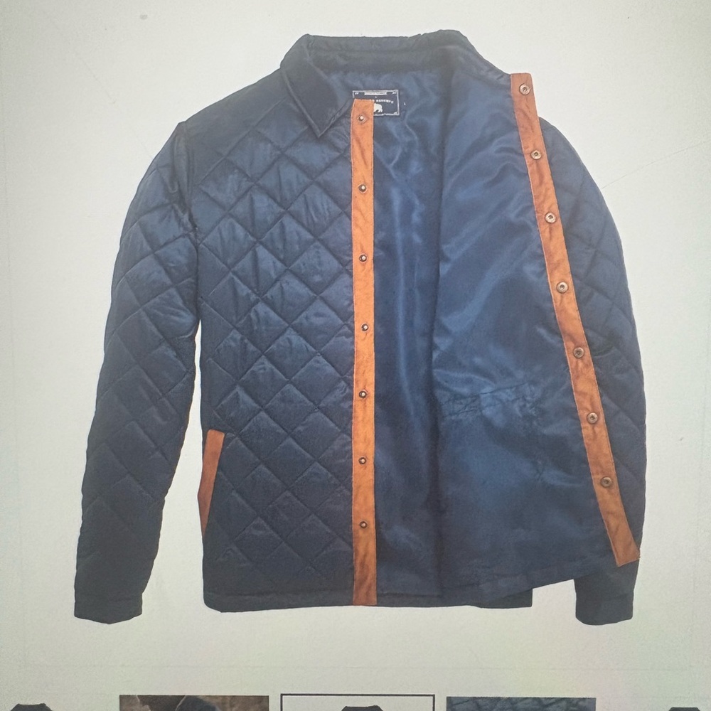 Men's Quilted Jacket - Navy and Brown